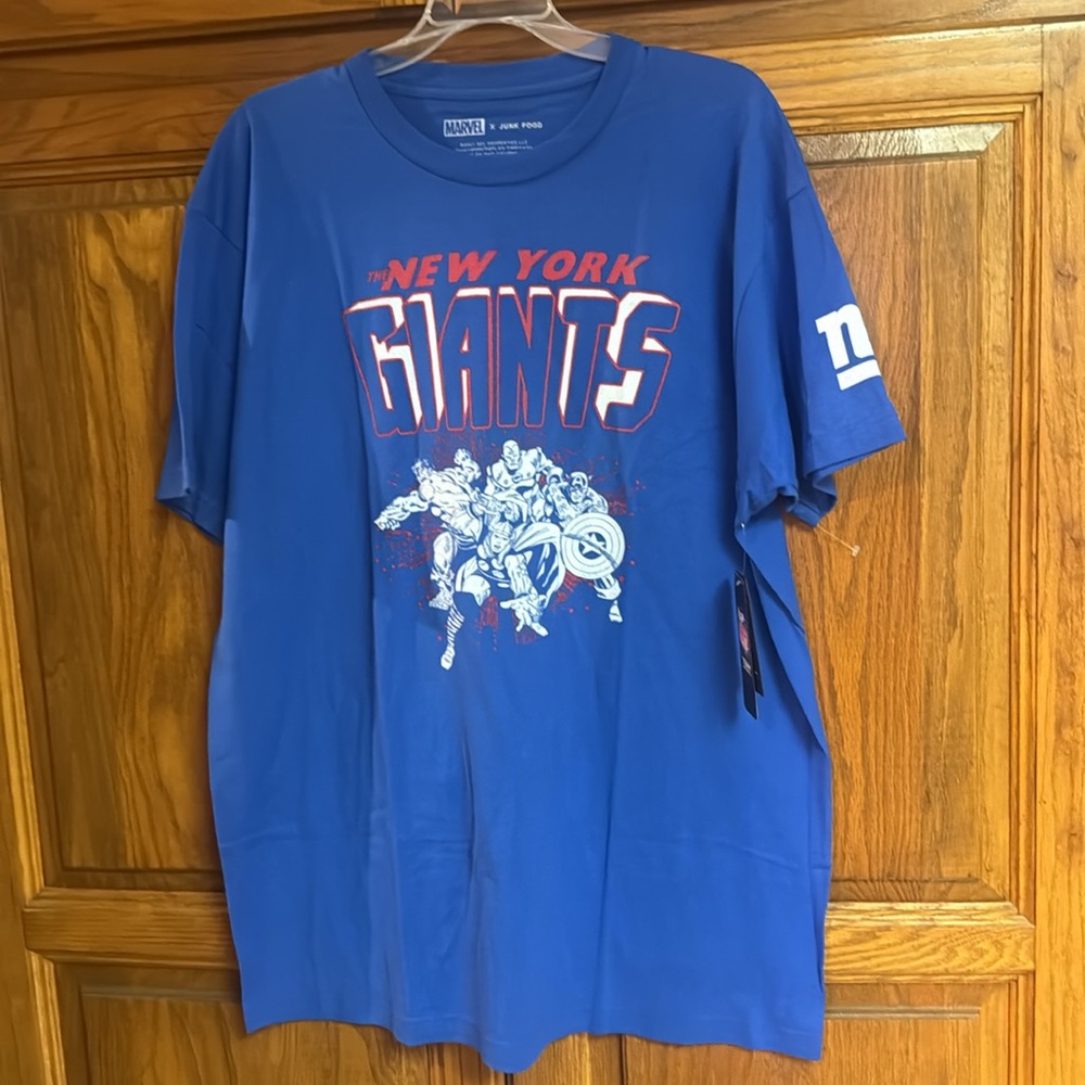 Official Marvel T-shirt junk food 100% cotton XL NWT NFL team apparel NY Giants